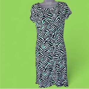 Dana Buchman Zebra Print Ruched Dress XS